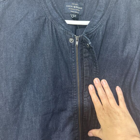 Lucky Brand Denim Cropped Bomber Blazer Women’s XL True Ingigo Capsule Wardrobe - Picture 6 of 12